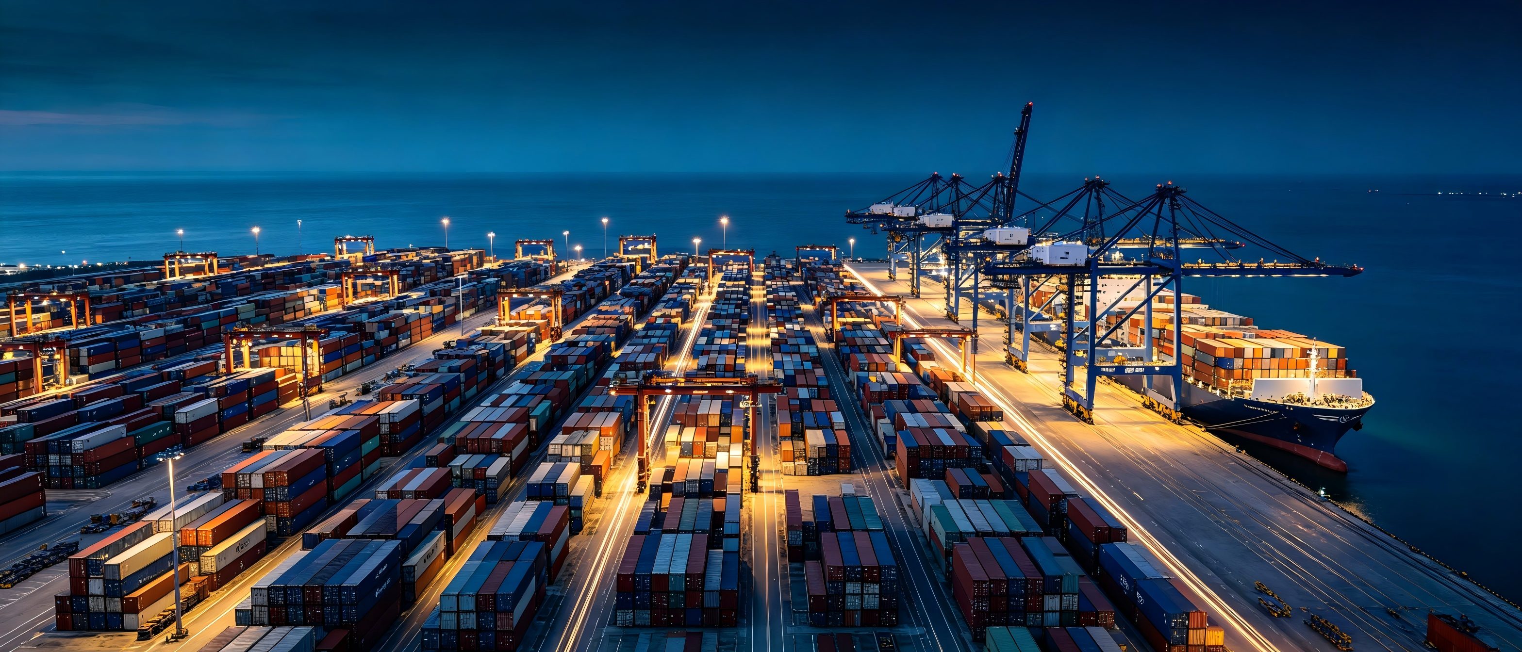 Container terminal at night